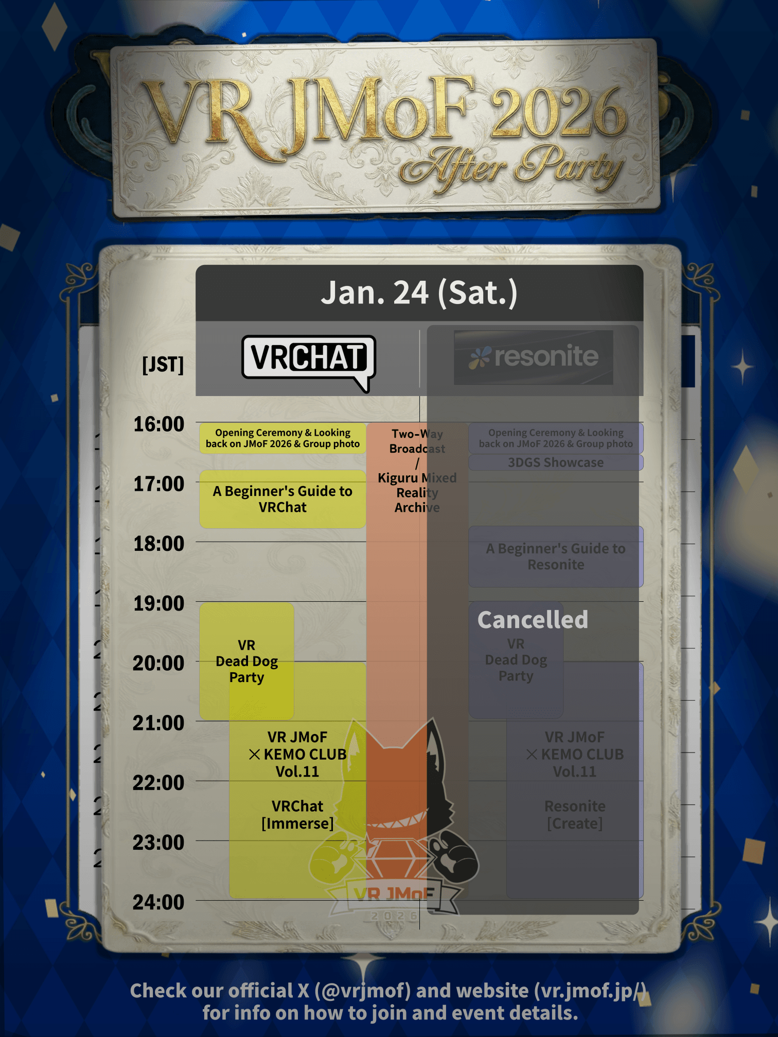 VR After Party Timetable